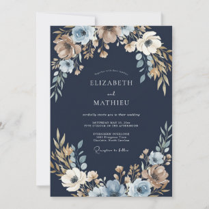 Convites Casamento Minimalista com Pétala de Taupe à Meia-N
