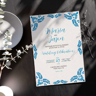 Convites Casamento Minimalista com Talavera Turquesa Mexica