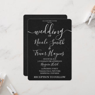 Convites Casamento Minimalista com Textura Preta Personaliz