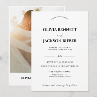 Convites Casamento Minimalista com Tipografia Moderna Elega