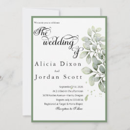 Convites Casamento Minimalista com Verde de Eucalipto
