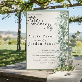 Convites Casamento Minimalista com Verde de Eucalipto