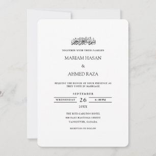 Convites Casamento Minimalista Contemporâneo Preto Islâmico
