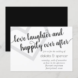 Convites Casamento Minimalista Coração Negro e Branco clá