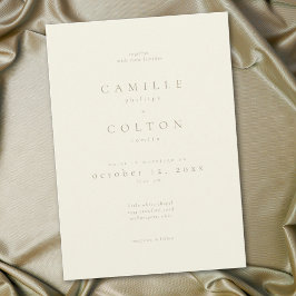 Convites Casamento Minimalista Creme Marfim Elegante
