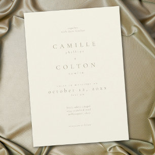 Convites Casamento Minimalista Creme Marfim Elegante