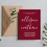 Convites Casamento Minimalista da Borgonha 1<br><div class="desc">Este simples e maravilhoso convite de casamento é perfeito para o minimalista de todos nós! Por favor,  entre em contato comigo se você quiser ajuda para personalizar a parte de texto deste convite para casamento.</div>