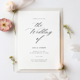 Convites Casamento Minimalista da Caligrafia Clássica Elega