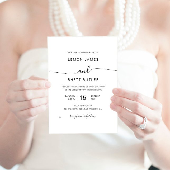 Convites Casamento Minimalista da Caligrafia Moderna Elegan (Criador carregado)