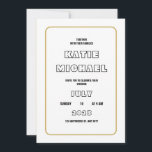 Convites Casamento Minimalista da Fronteira Dourada de Eleg<br><div class="desc">Um convite de casamento agradável com elegância moderna apresenta uma fronteira alinhada por ouro com texto preto e caligrafia,  Você pode adicionar,  remover ou ajustar a colocação do texto para se adequar às suas necessidades e aproveitar este dia especial com amigos e lembranças de fazeres familiares.</div>