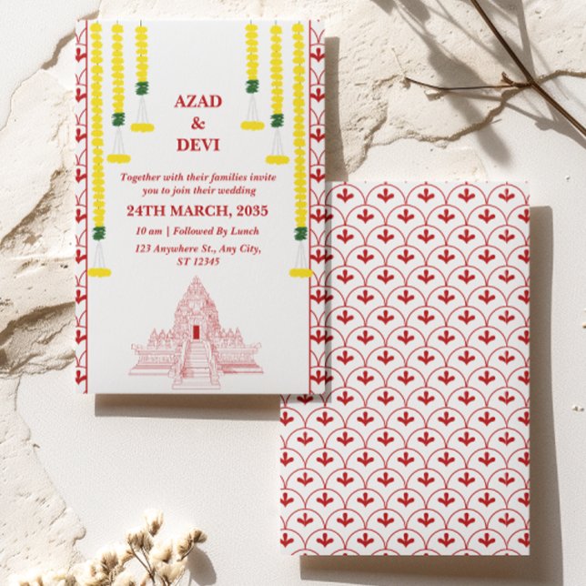 Convites Casamento Minimalista da Índia Meridional (Criador carregado)