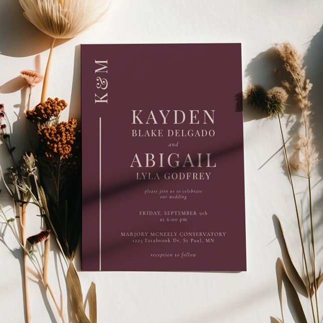 Convites Casamento Minimalista da Linha Limpa Mauve (Criador carregado)