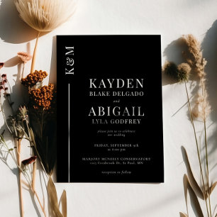 Convites Casamento Minimalista da Linha Limpa Negra