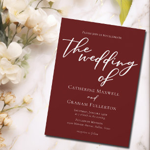 Convites Casamento Minimalista da Tipografia Burgundy Elega