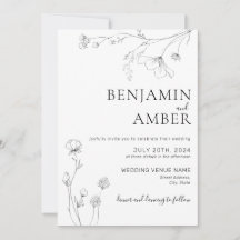 Casamento Minimalista de Arte da Linha de Flores S