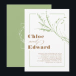 Convites Casamento Minimalista de Beige e Sage Pampas<br><div class="desc">Sage verde e bege (cor castanho claro) elegantes convites minimalistas de casamento com pampas de parelha.</div>