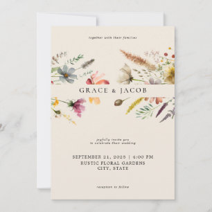 Convites Casamento Minimalista de Boho Wildflower