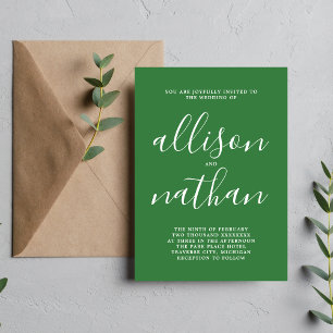 Convites Casamento Minimalista de campo 1 Simplicidade Verd