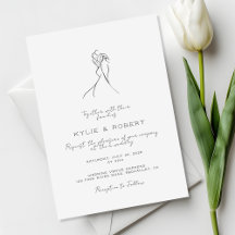 Casamento Minimalista de Casal Adorável Desenhado 