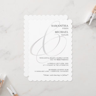 Convites Casamento Minimalista de Chic Silver Ampersand