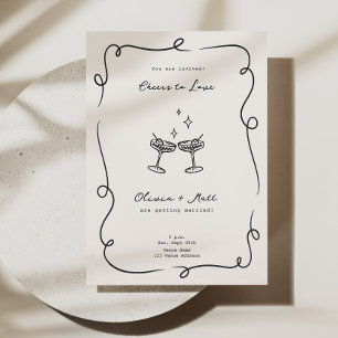 Convites Casamento Minimalista de Cocktail Whimsical