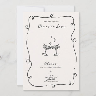 Convites Casamento Minimalista de Coquetel Caprichoso