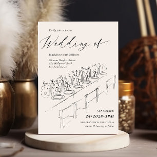 Convites Casamento Minimalista de Definição de Mesa Desenha