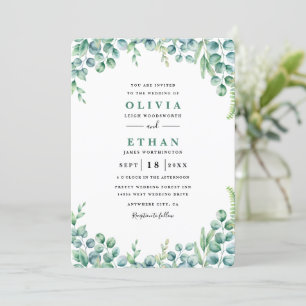 Convites Casamento Minimalista de Eucalipto