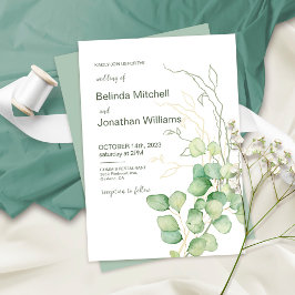 Convites Casamento Minimalista de Eucalyptus Watercolor