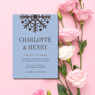 Convites Casamento Minimalista de Floco de Neve com Café e 