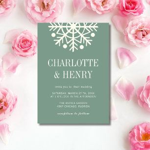 Convites Casamento Minimalista de Floco de Neve de Eucalipt
