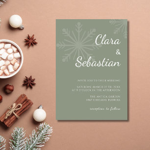Convites Casamento Minimalista de Floco de Neve de Natal em