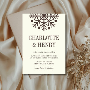 Convites Casamento Minimalista de Floco de Neve Espresso e
