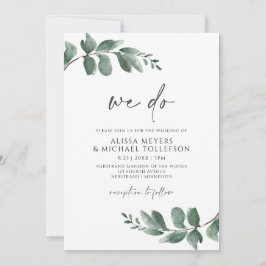 Convites Casamento Minimalista de Folhagem Simples