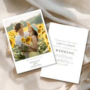 Convites Casamento Minimalista de Foto Romântica de Girasso