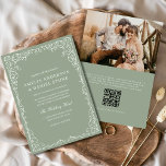Convites Casamento Minimalista de Foto Verde do Sage do Cód<br><div class="desc">Apresente o seu casamento com um convite minimalista moderno e elegante, com um conveniente código QR. O design puro e monocromático expele sofisticação e elegância, perfeito para casais que buscam uma estética contemporânea e refinada. O código QR adiciona um toque funcional, permitindo que os convidados acessem facilmente detalhes como RSVPs,...</div>
