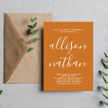 Convites Casamento Minimalista De Manuscrito De Pumpkin Ver<br><div class="desc">Este simples e maravilhoso convite de casamento é perfeito para o minimalista de todos nós! Por favor,  entre em contato comigo se você quiser ajuda para personalizar a parte de texto deste convite para casamento.</div>