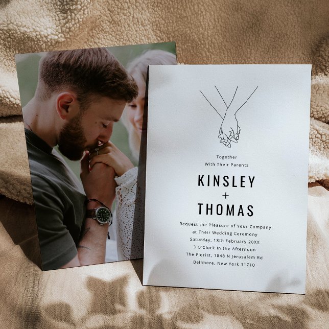 Convites Casamento Minimalista de mãos dadas (Criador carregado)