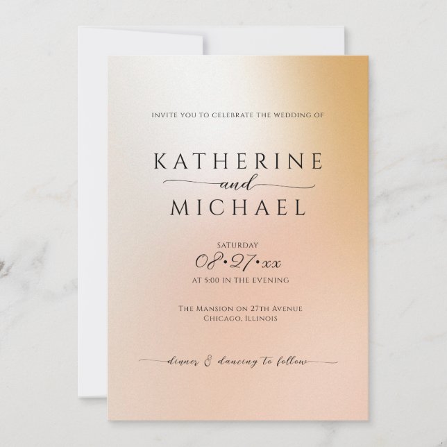 Convites Casamento minimalista de Ombre (Frente)