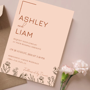 Convites Casamento Minimalista de Orange Terracotta Queimad