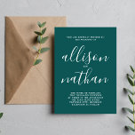 Convites Casamento Minimalista de Peacock Teal 1 Verdadeiro<br><div class="desc">Este simples e maravilhoso convite de casamento é perfeito para o minimalista de todos nós! Por favor,  entre em contato comigo se você quiser ajuda para personalizar a parte de texto deste convite para casamento.</div>