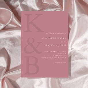Convites Casamento Minimalista de Rosa Monograma Moderno Du