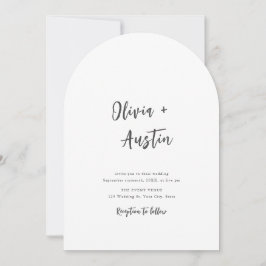 Convites Casamento Minimalista de Script Chic Moderno Branc