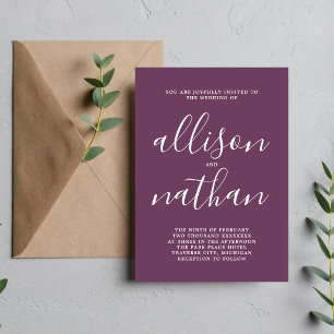 Convites Casamento Minimalista de Script de Fita Simplicida
