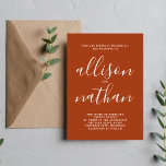 Convites Casamento Minimalista de Script Rust True Simplici<br><div class="desc">Este simples e maravilhoso convite de casamento é perfeito para o minimalista de todos nós! Por favor,  entre em contato comigo se você quiser ajuda para personalizar a parte de texto deste convite para casamento.</div>