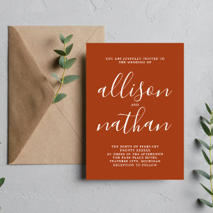 Convites Casamento Minimalista de Script Rust True Simplici