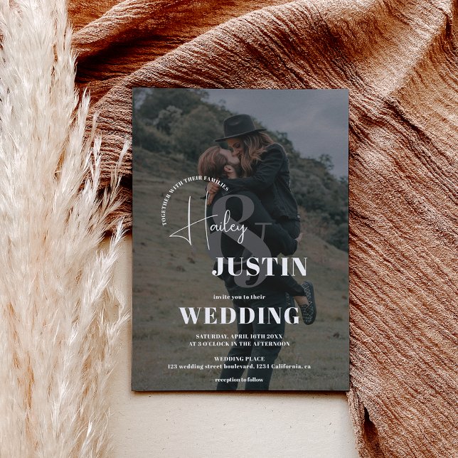 Convites Casamento minimalista de sobreposição de fotos bra (Criador carregado)