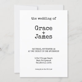 Convites Casamento Minimalista de Texto Simples