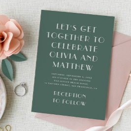 Convites Casamento minimalista de tipografia moderna verde-