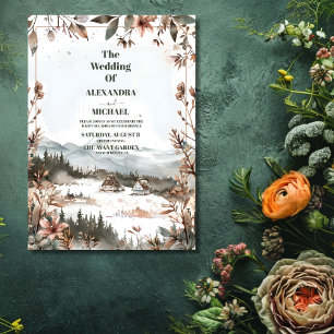 Convites Casamento Minimalista de Winter Dusty Blue Mountai